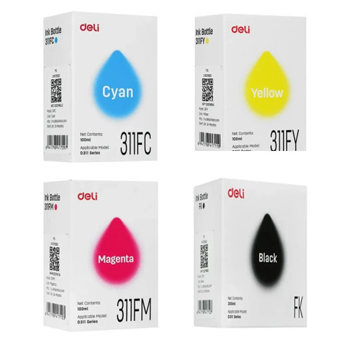 Deli 311F 100 ml 4 Color Full Set ink Bottle for D311NW Printer in Bangladesh