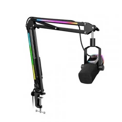 FIFINE AmpliGame AM8PROT Dynamic Microphone Kit with RGB Boom Arm Stand